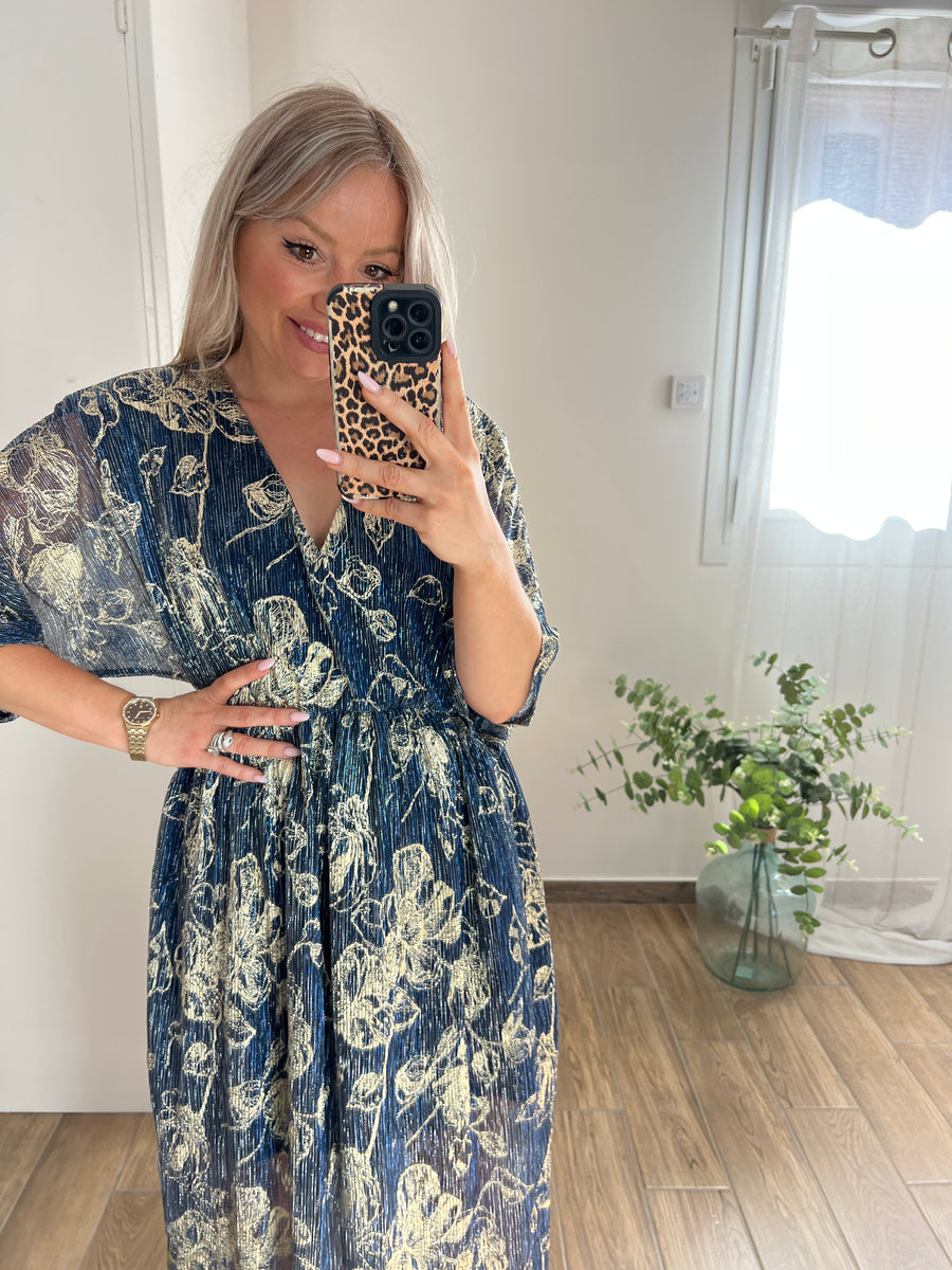 LA ROBE LONGUE IRISÉE BLEU NUIT