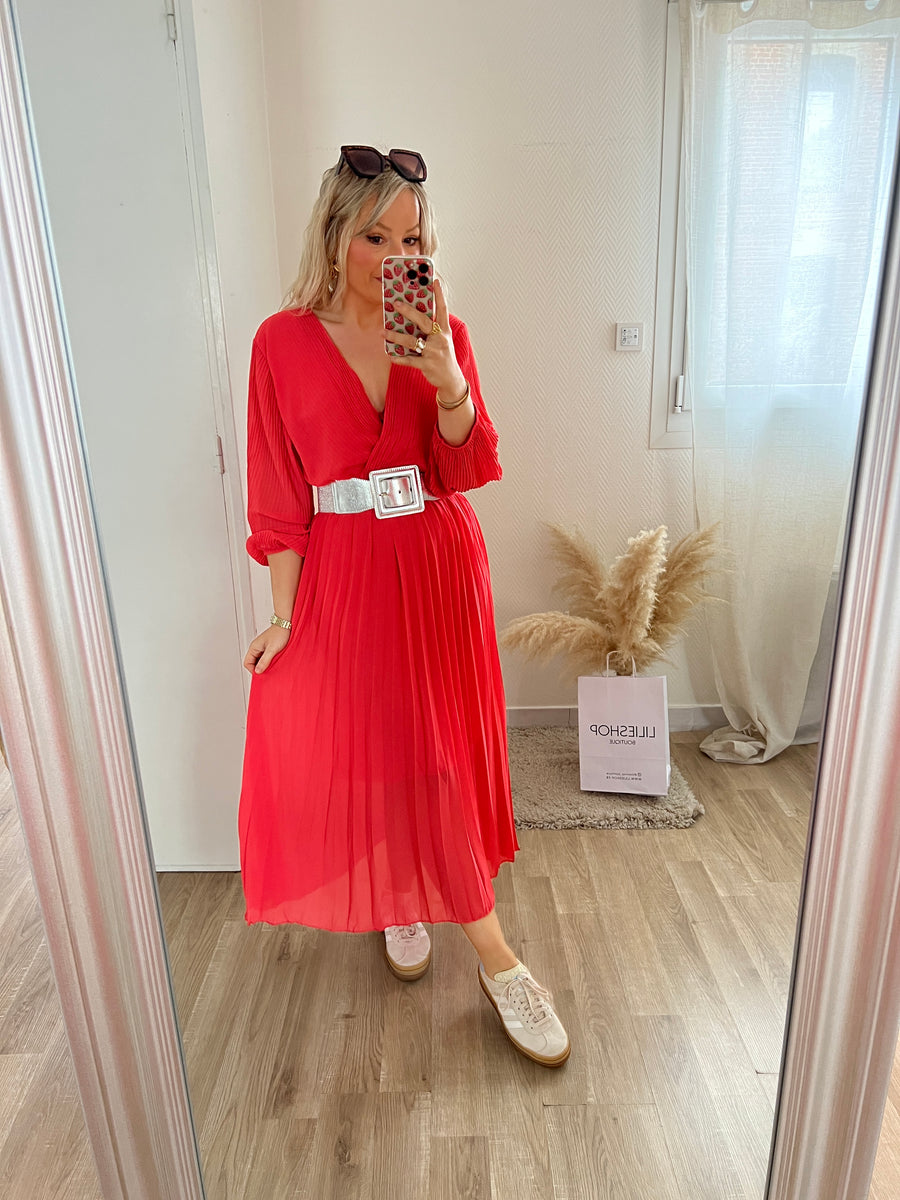 LA ROBE LONGUE ROUGE CORAIL