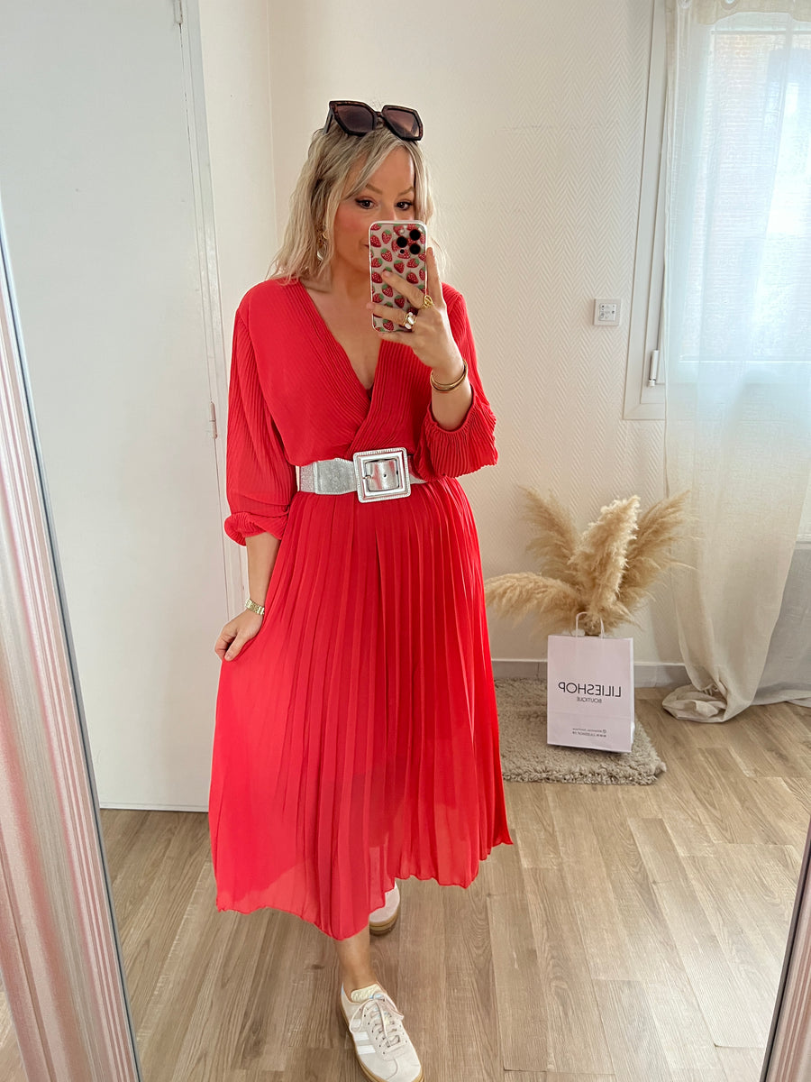 LA ROBE LONGUE ROUGE CORAIL