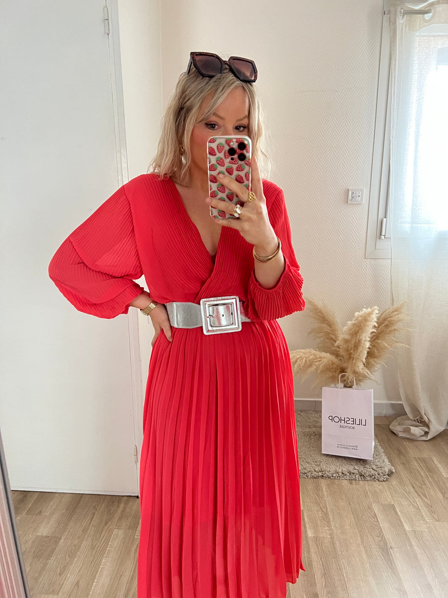 LA ROBE LONGUE ROUGE CORAIL