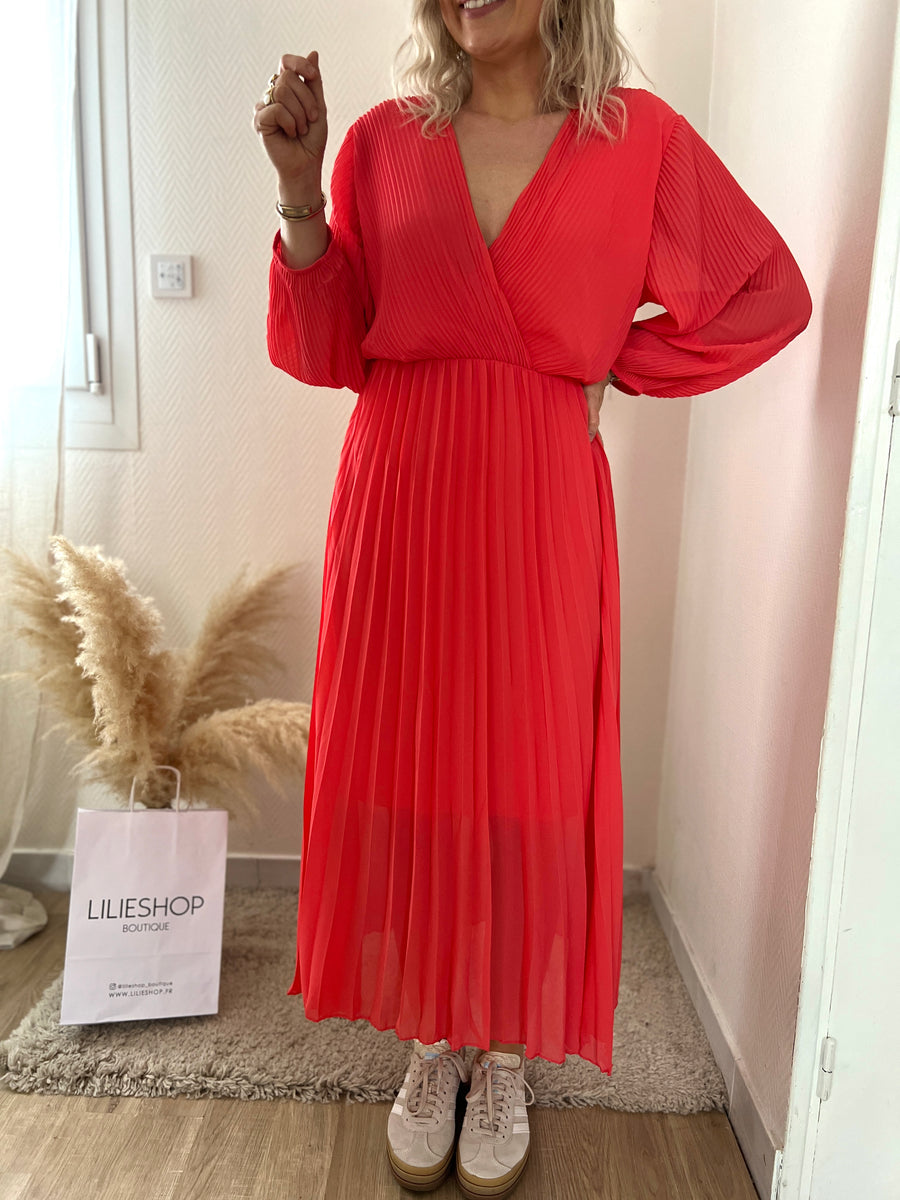 LA ROBE LONGUE ROUGE CORAIL