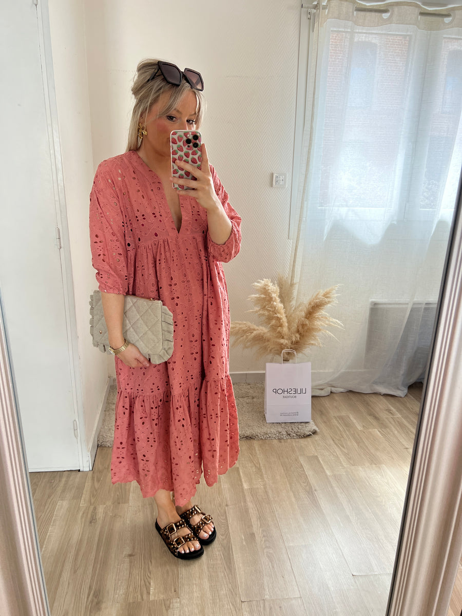 LA MAXI DRESS BRODERIE TERRACOTA