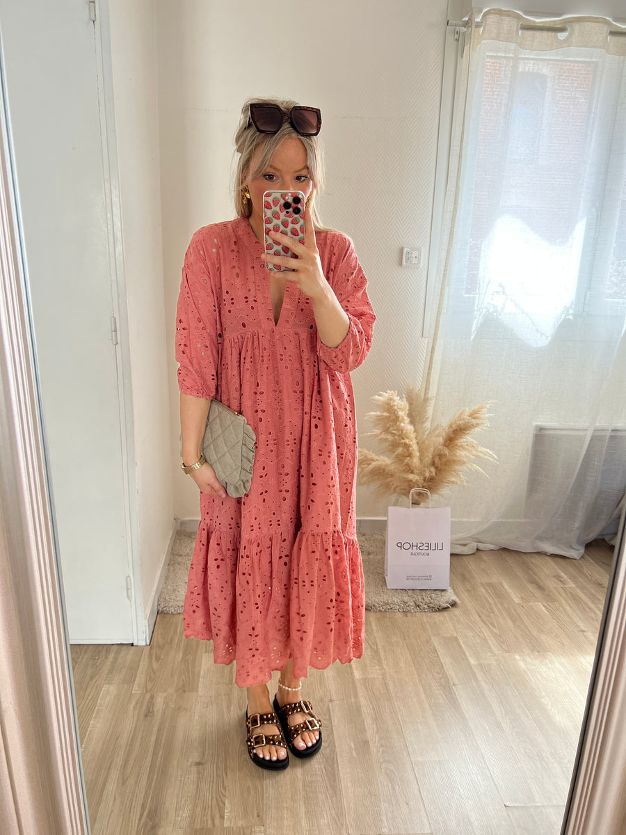 LA MAXI DRESS BRODERIE TERRACOTA