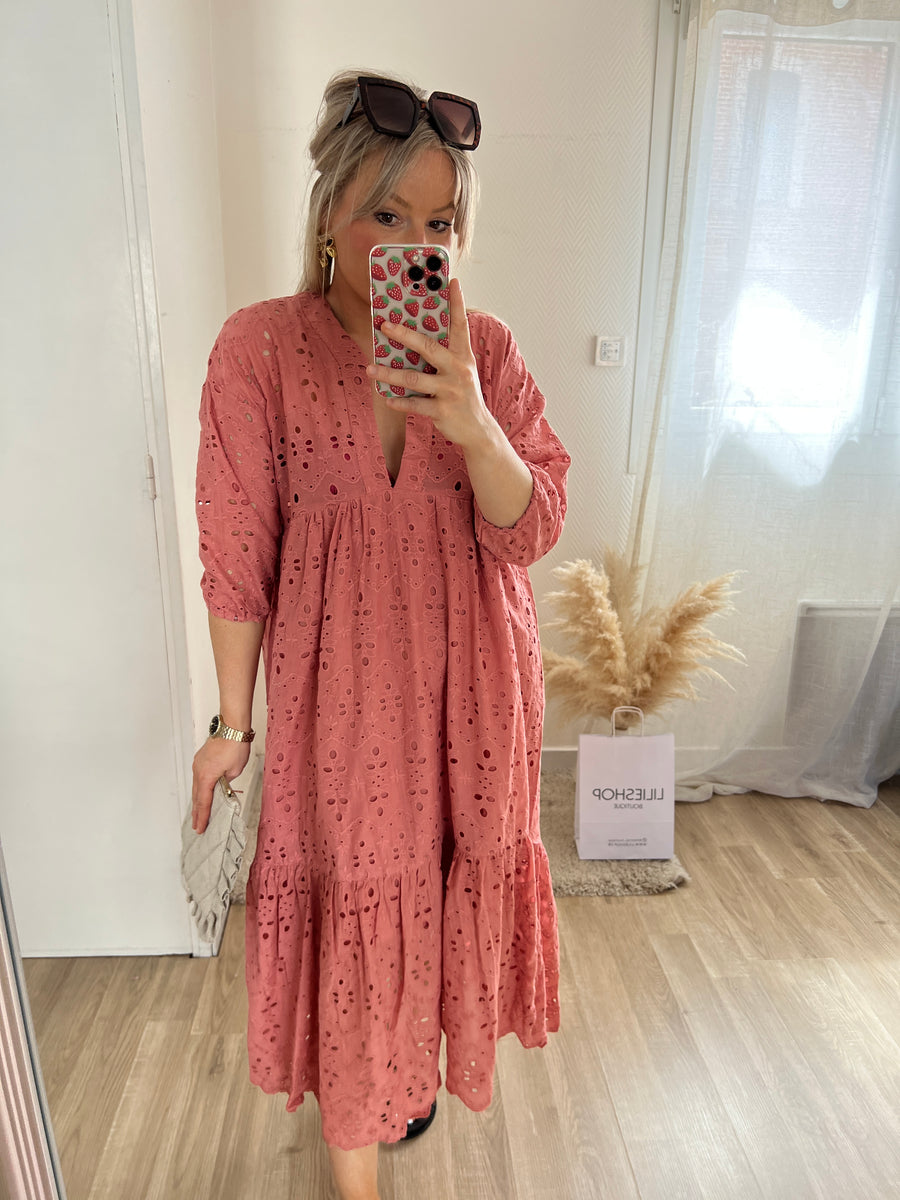 LA MAXI DRESS BRODERIE TERRACOTA