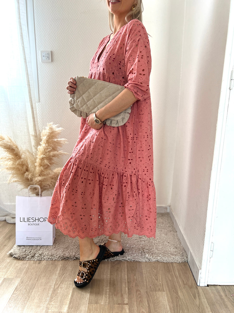 LA MAXI DRESS BRODERIE TERRACOTA