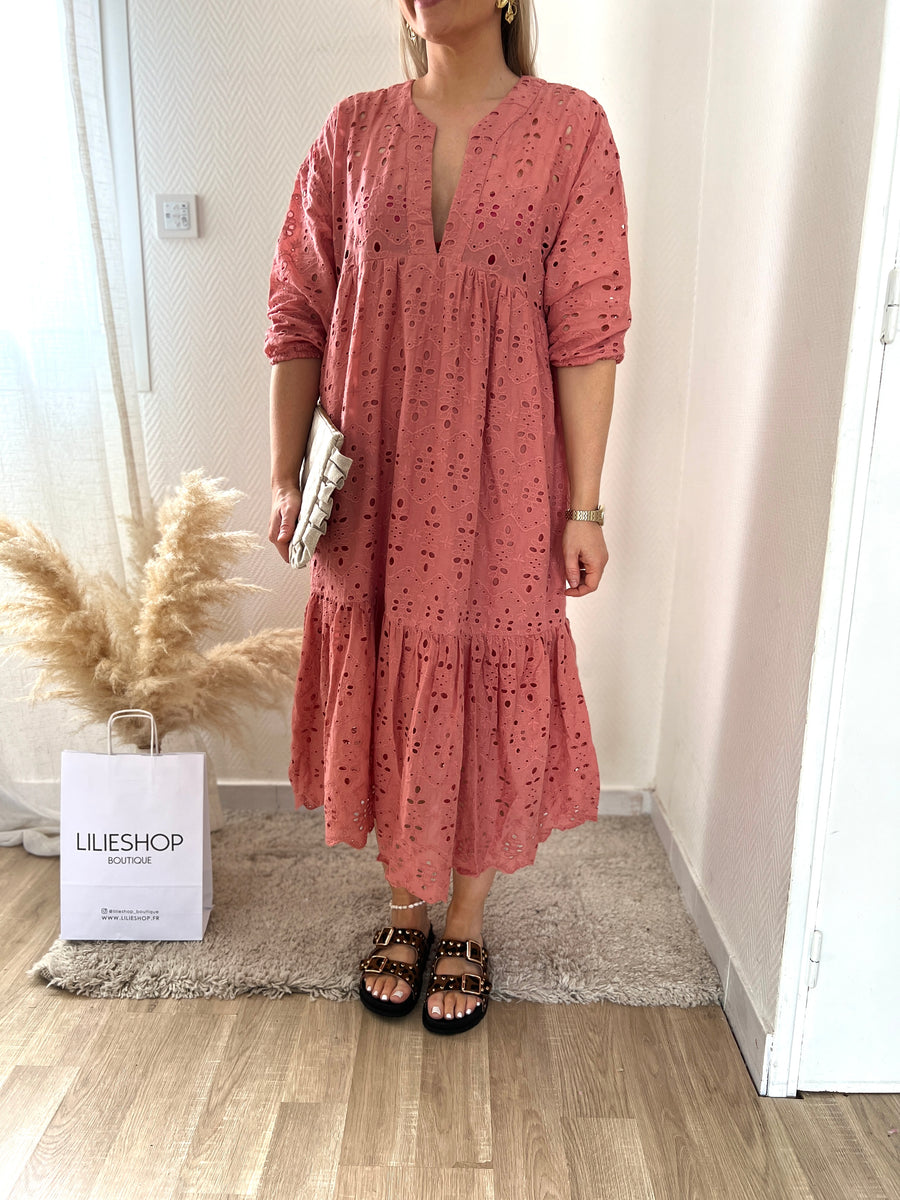 LA MAXI DRESS BRODERIE TERRACOTA