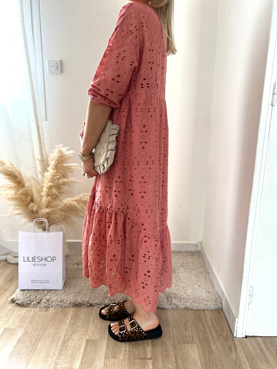 LA MAXI DRESS BRODERIE TERRACOTA