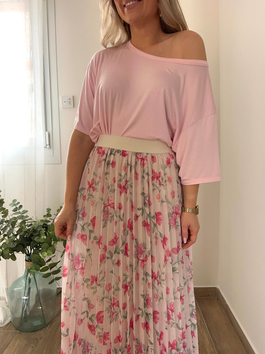 LA JUPE FLEURIE ROSE