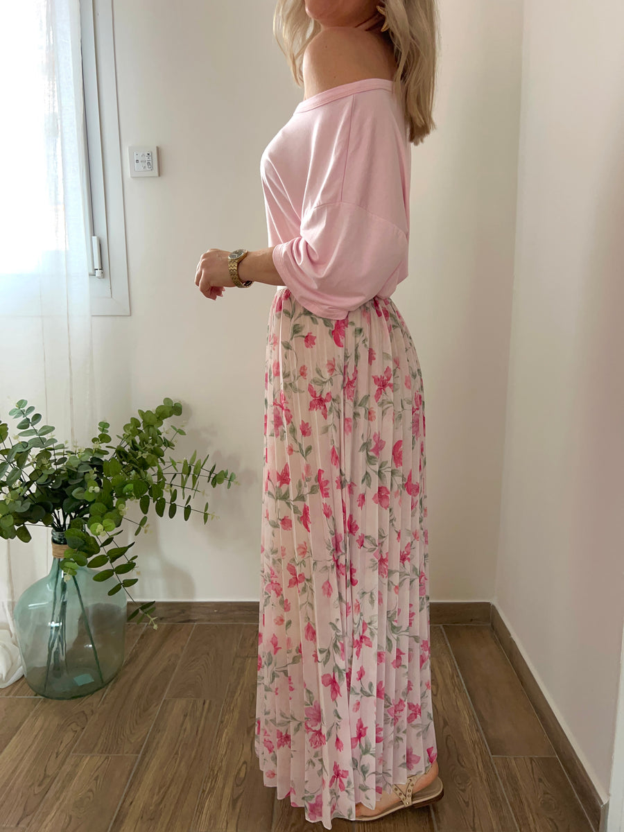 LA JUPE FLEURIE ROSE