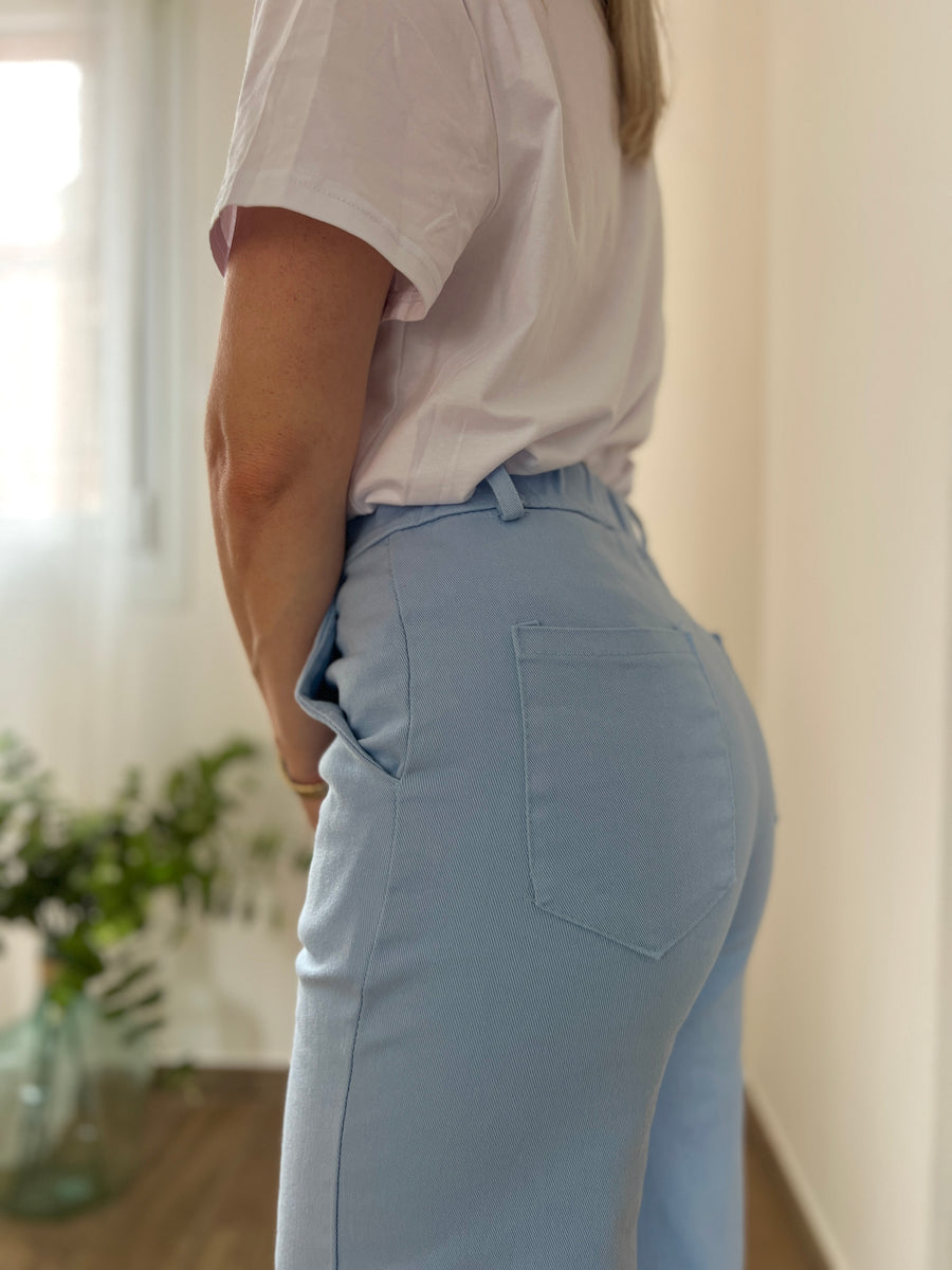 LE PANTALON FLARE BLEU CIEL