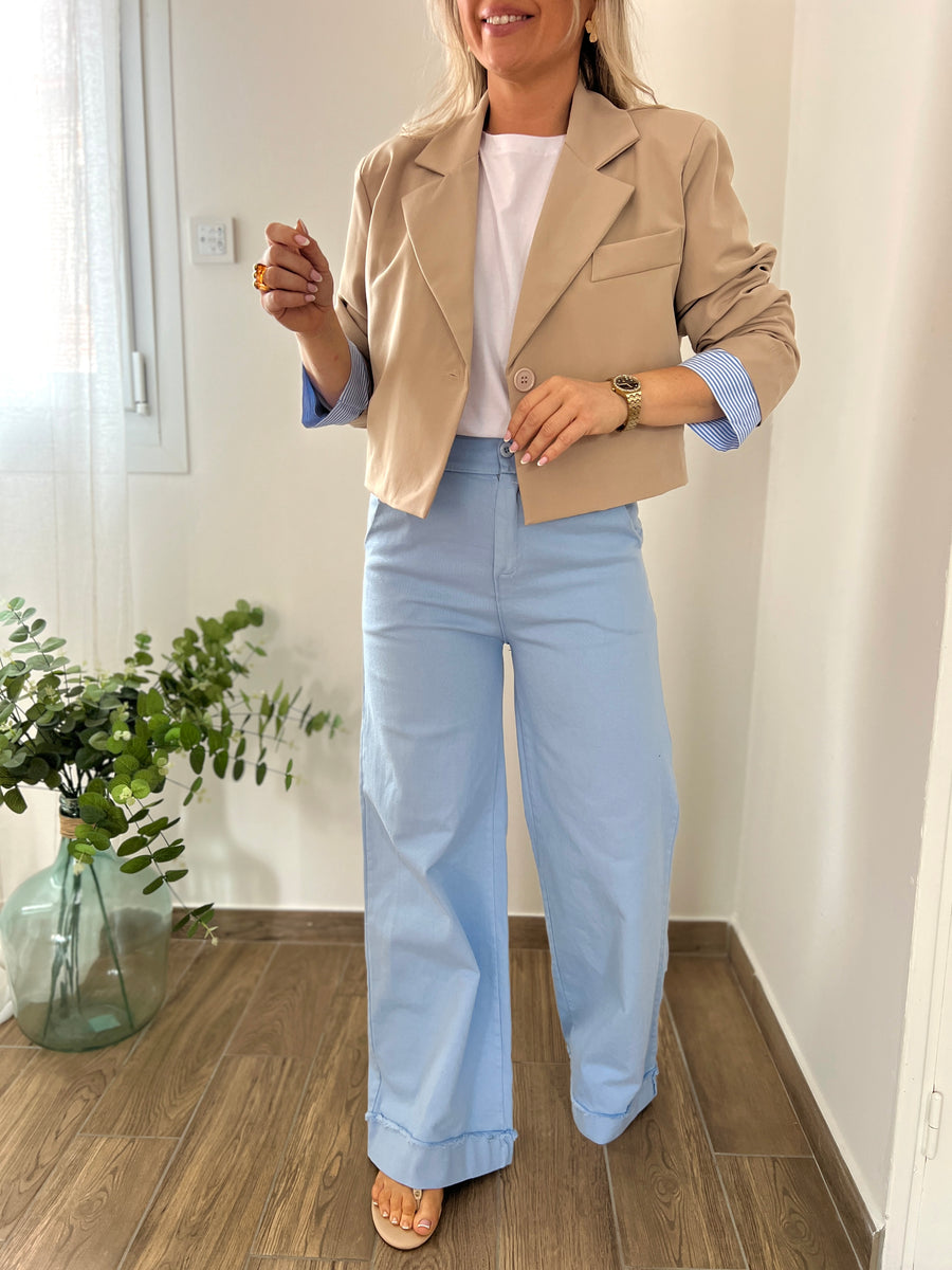 LE PANTALON FLARE BLEU CIEL