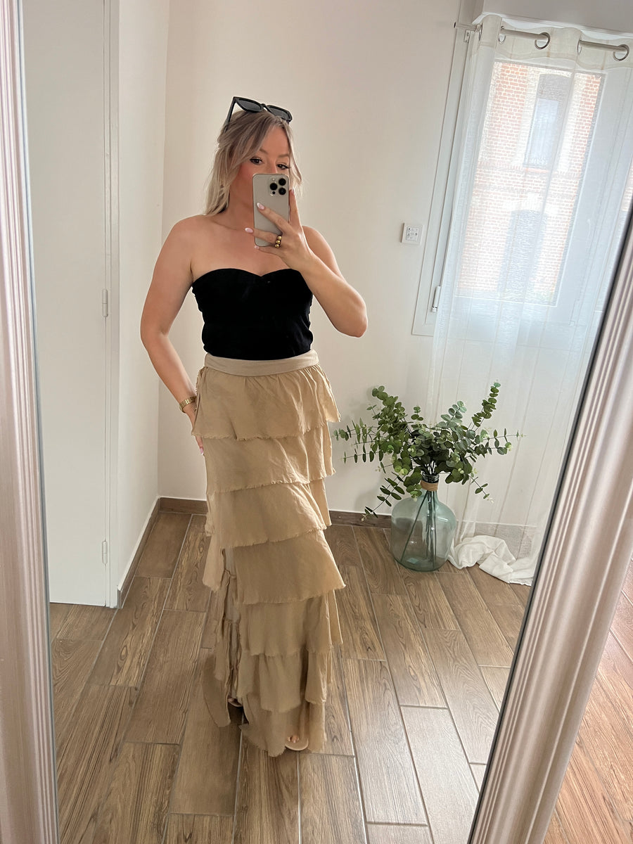 LA JUPE BOHEME BEIGE