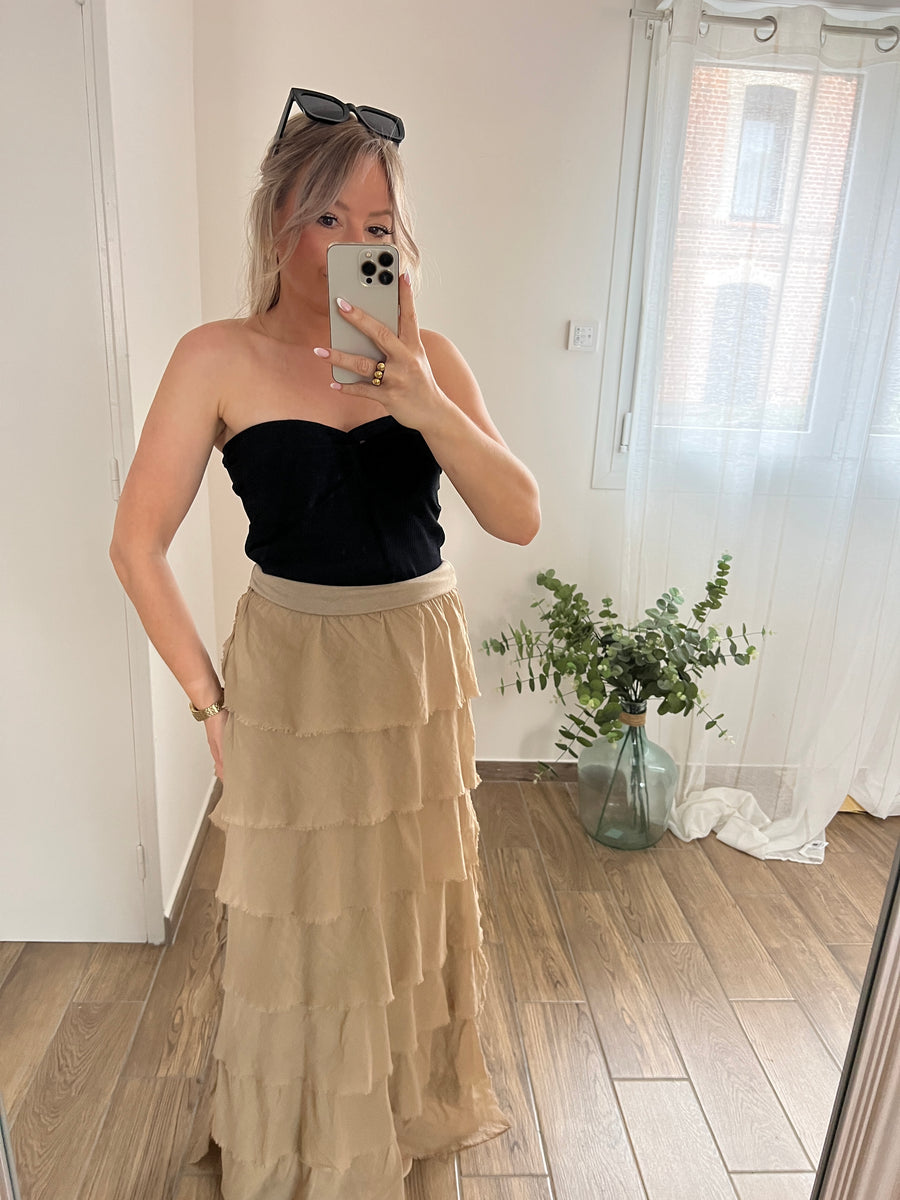 LA JUPE BOHEME BEIGE
