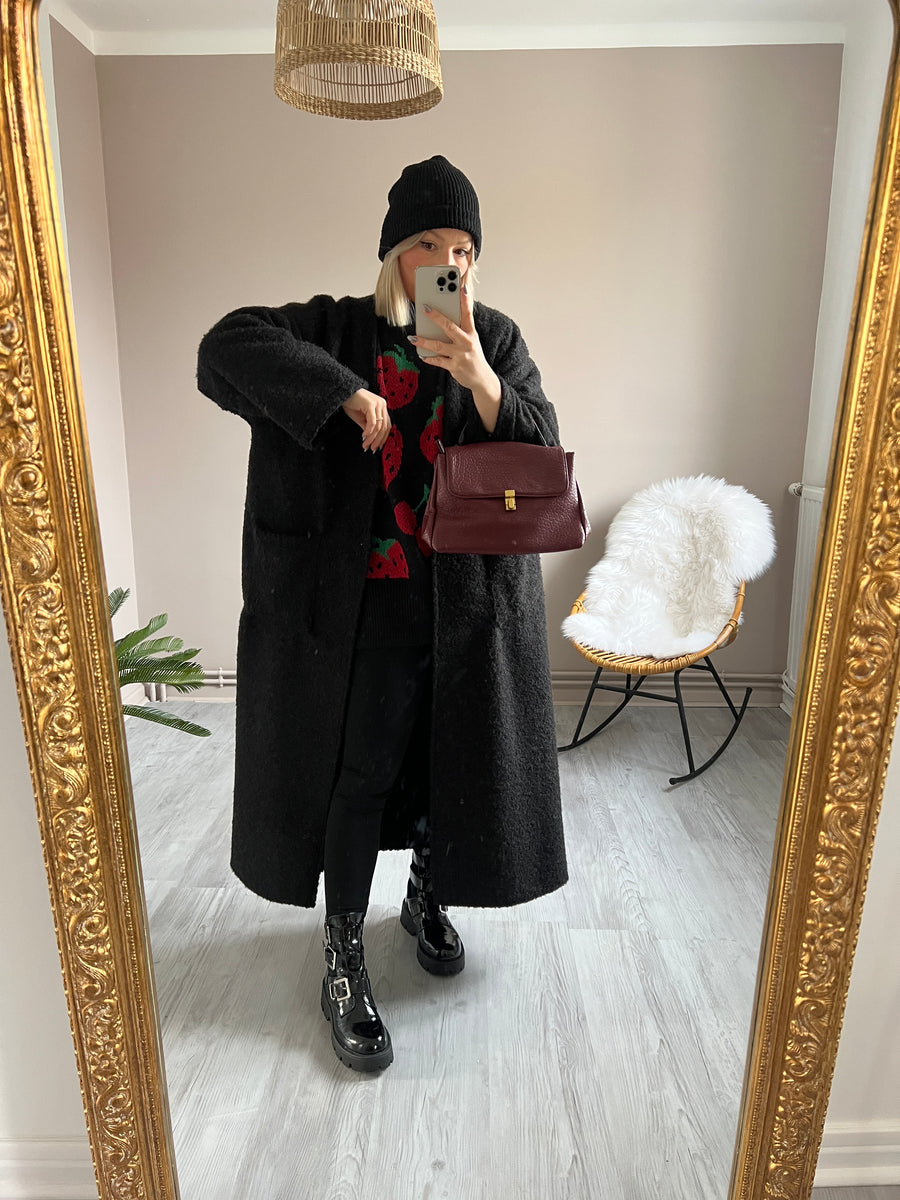 LE MANTEAU LONG ET OVERSIZE NOIR