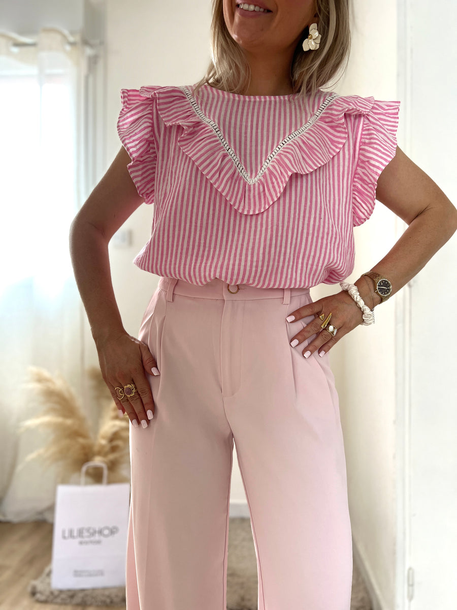 LE PANTALON A PINCE ROSE PALE