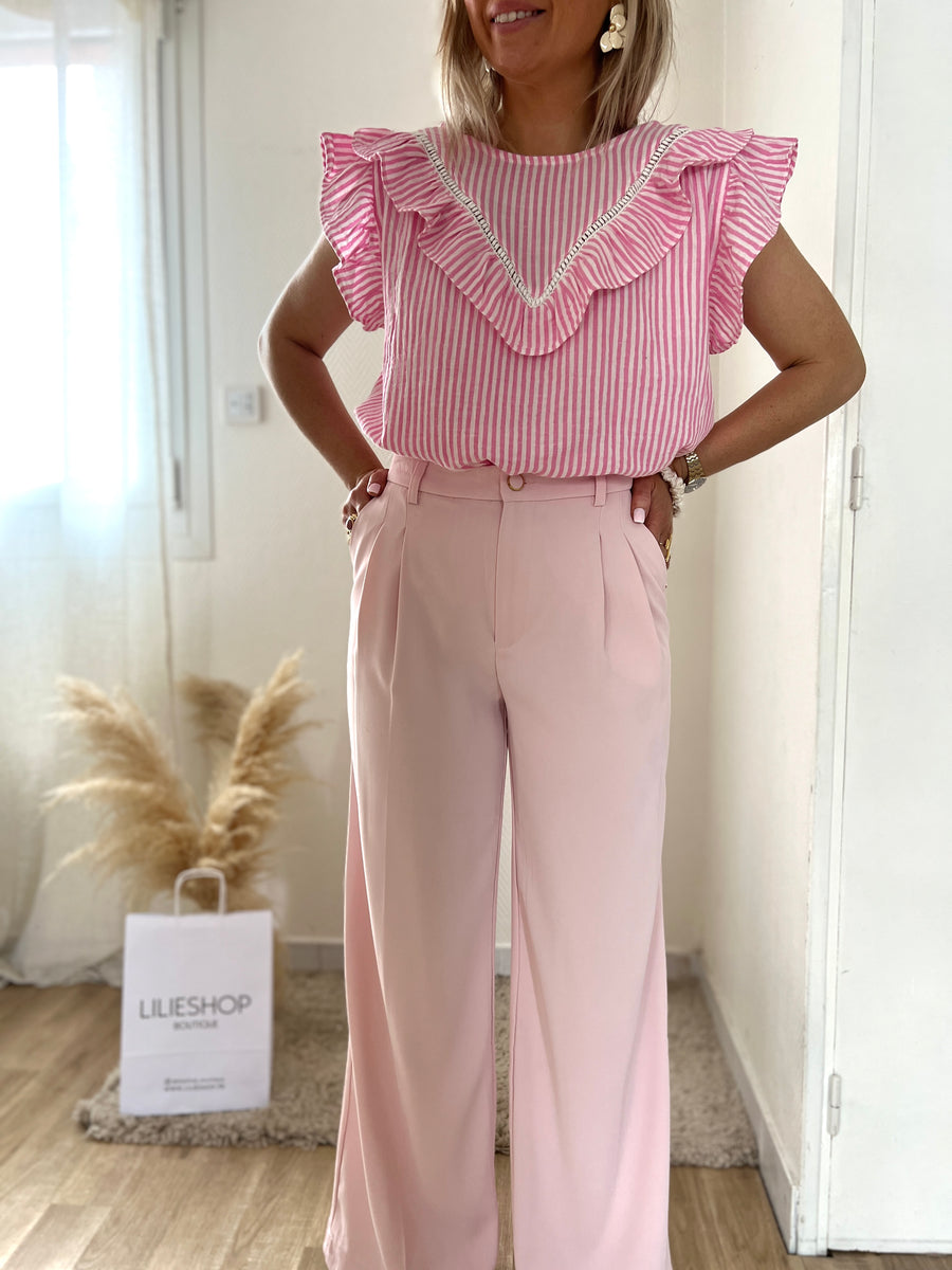 LE PANTALON A PINCE ROSE PALE