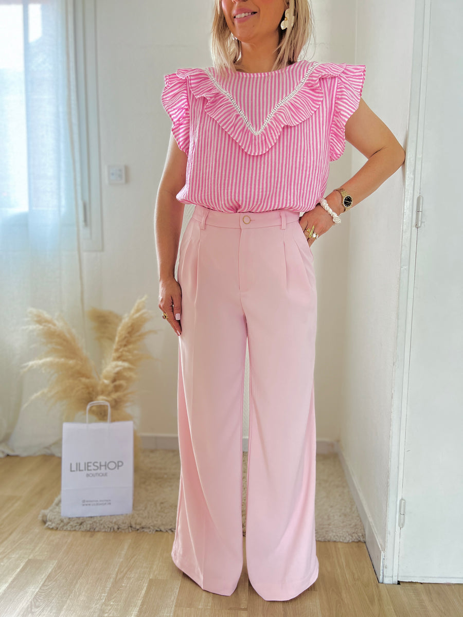 LE PANTALON A PINCE ROSE PALE