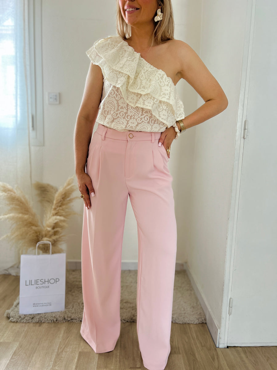 LE PANTALON A PINCE ROSE PALE