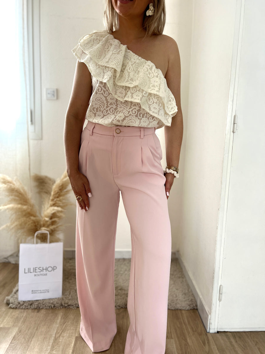 LE PANTALON A PINCE ROSE PALE