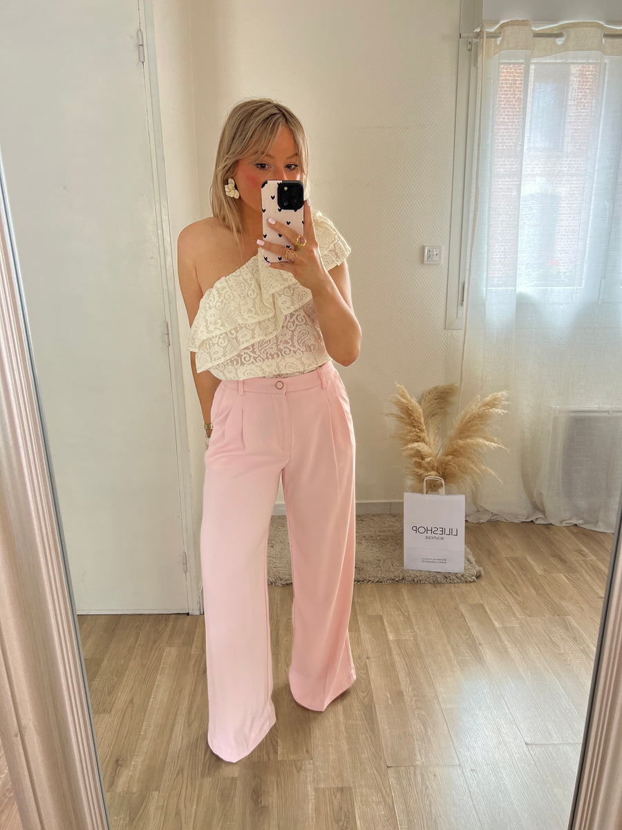 LE PANTALON A PINCE ROSE PALE