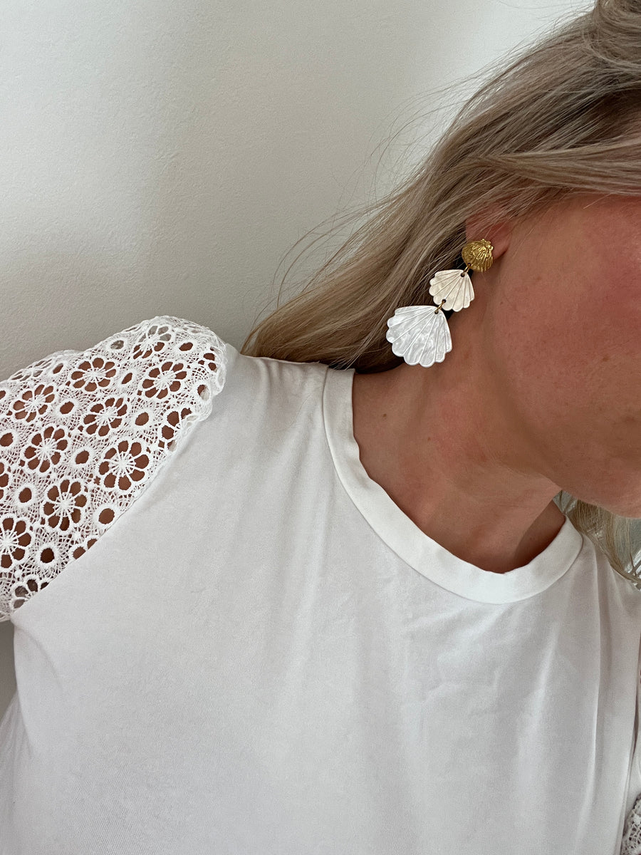 LES BOUCLES D'OREILLE COQUILLAGE NACRÉ BLANC