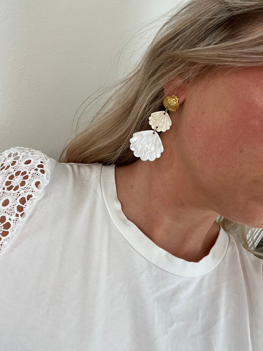 LES BOUCLES D'OREILLE COQUILLAGE NACRÉ ROSE