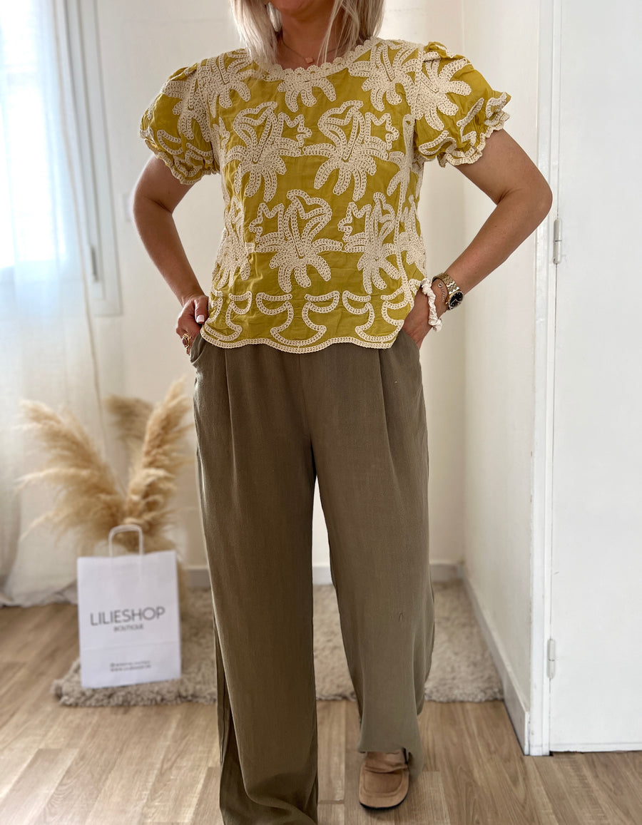 LA BLOUSE BRODÉE JAUNE