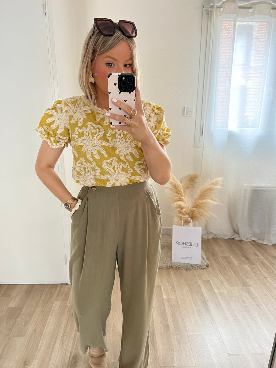 LA BLOUSE BRODÉE JAUNE