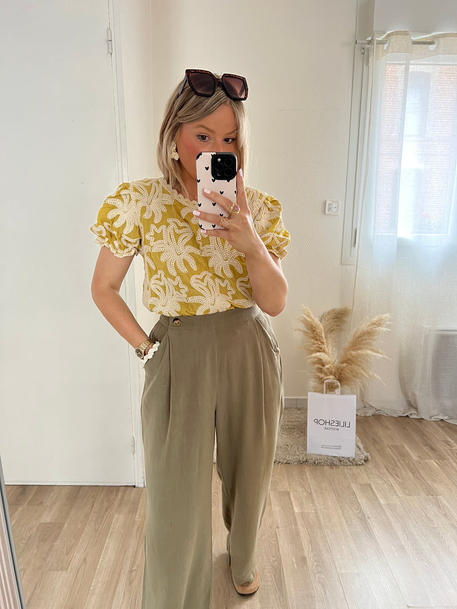 LA BLOUSE BRODÉE JAUNE