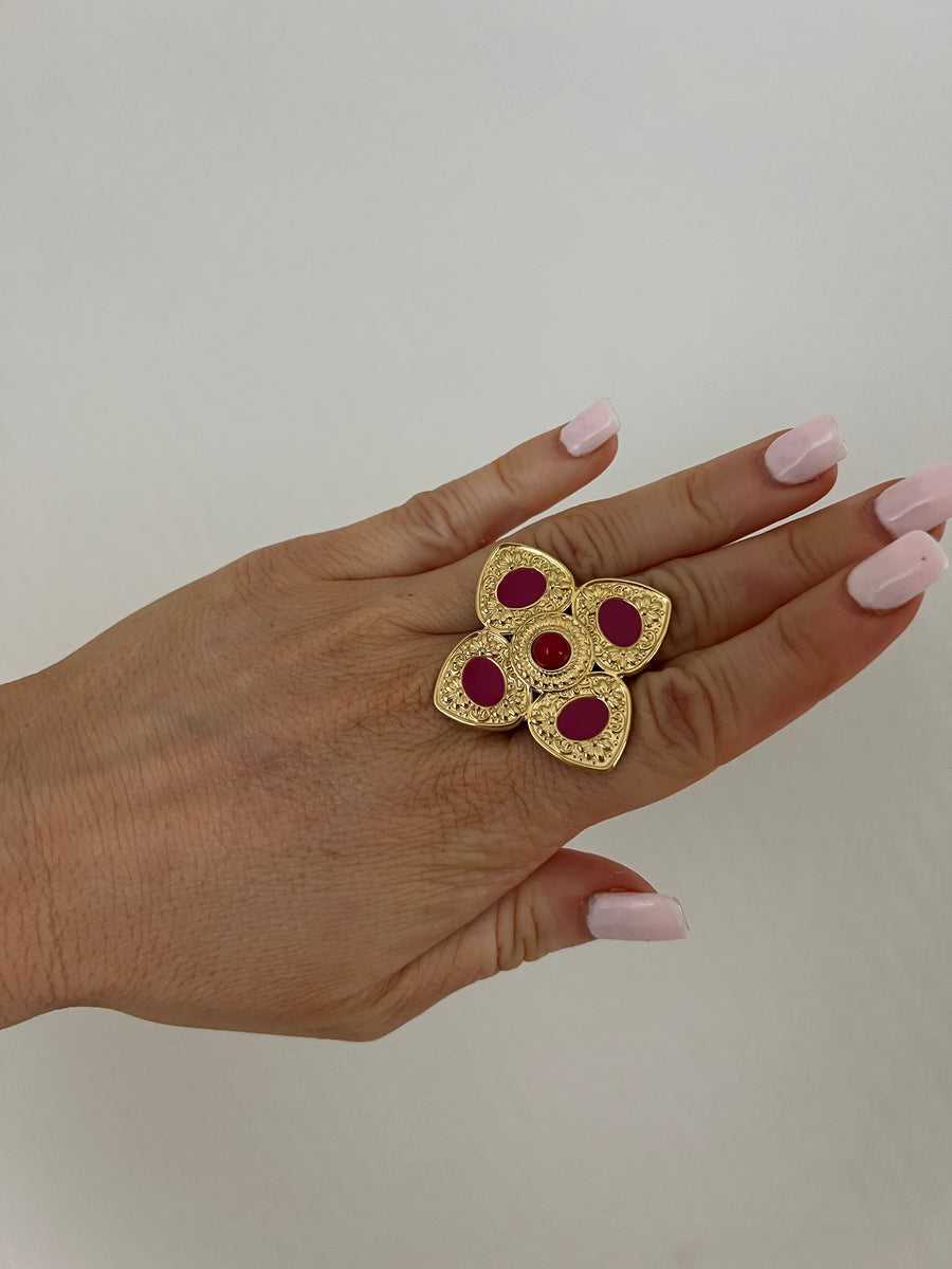 BAGUE ROSACE FRAMBOISE