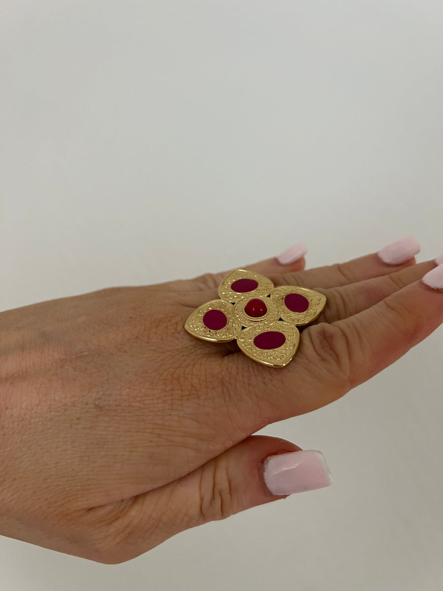 BAGUE ROSACE FRAMBOISE