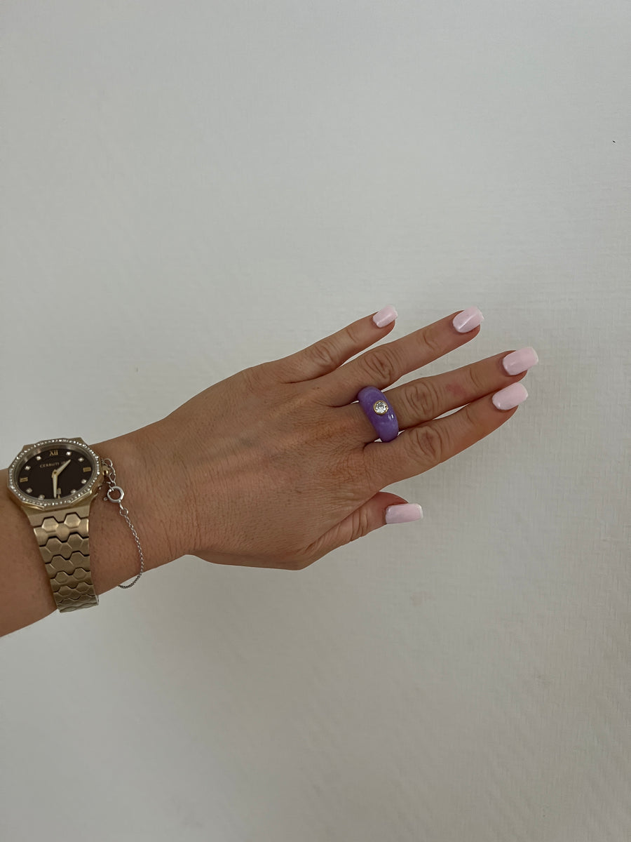 LA BAGUE LILAS STRASS