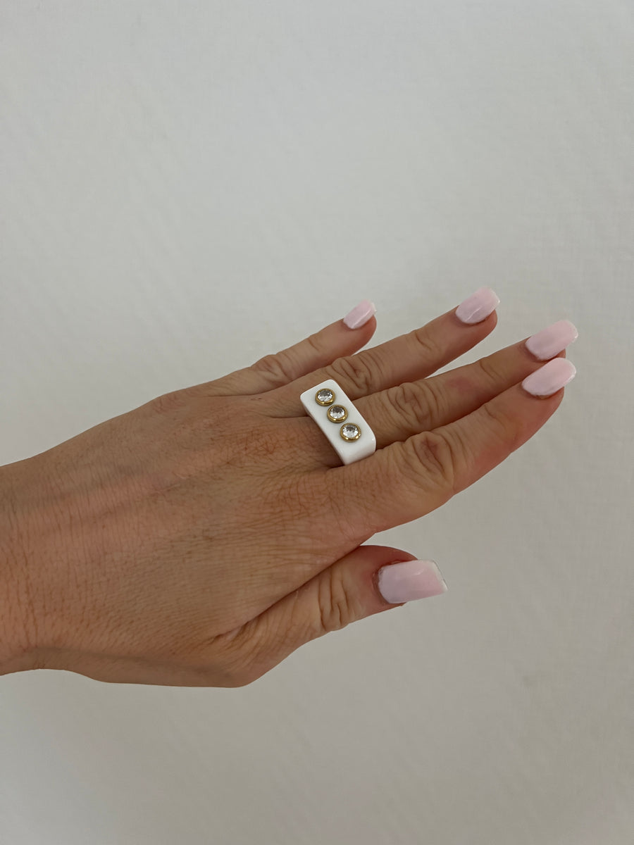 LA BAGUE MULTISTRASS BLANCHE