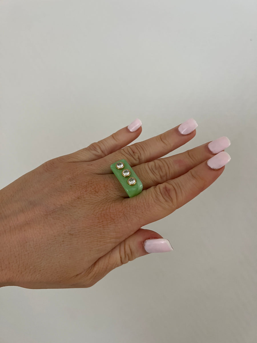 LA BAGUE MULTISTRASS VERT POMME