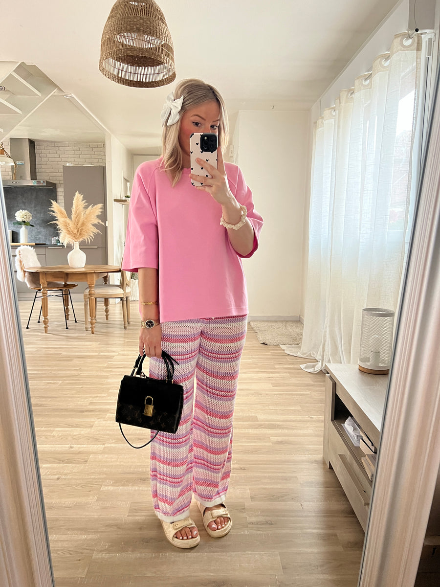 LE PANTALON MAILLE ROSE