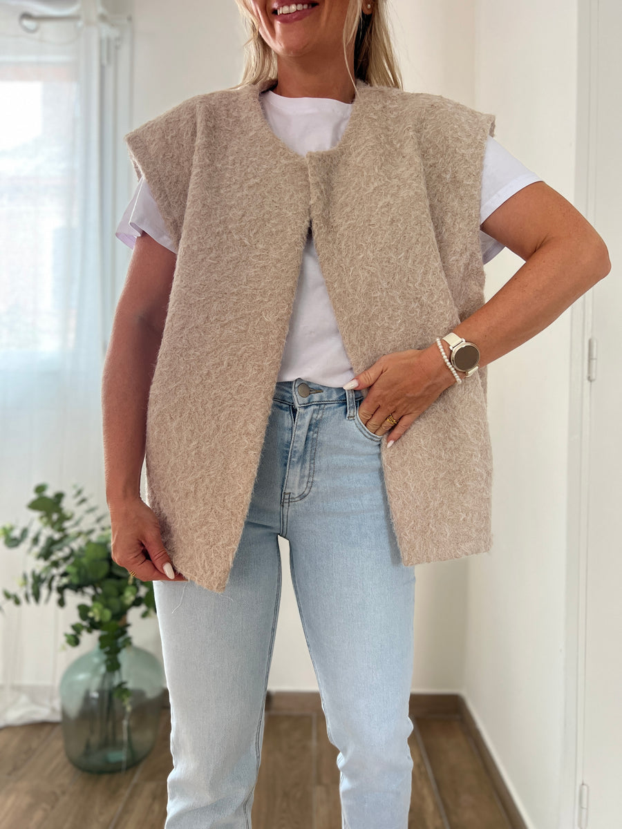 LA VESTE SANS MANCHE BEIGE