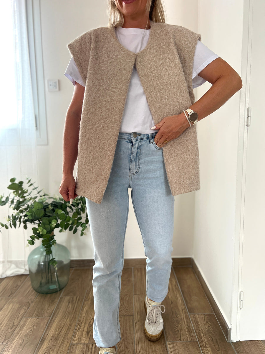 LA VESTE SANS MANCHE BEIGE