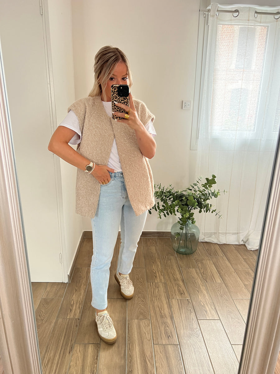 LA VESTE SANS MANCHE BEIGE