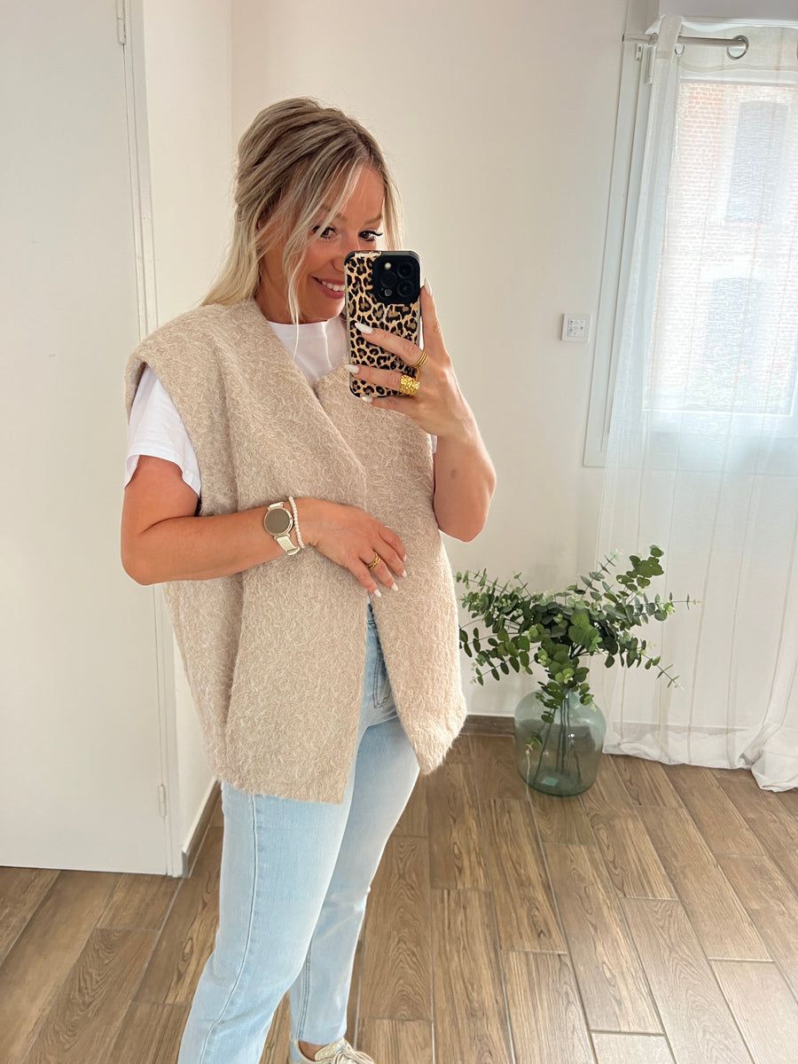 LA VESTE SANS MANCHE BEIGE