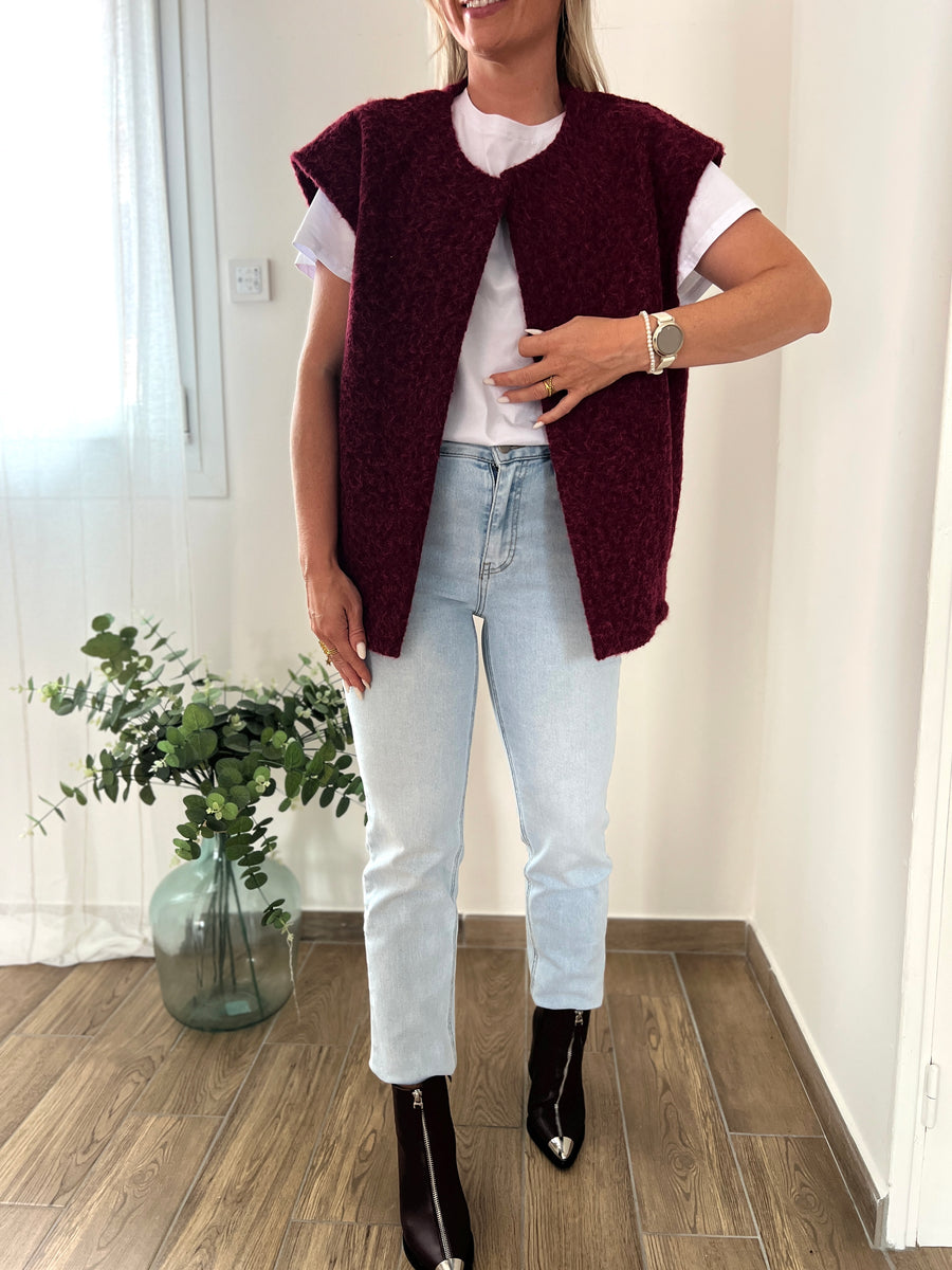 LA VESTE SANS MANCHE BORDEAUX