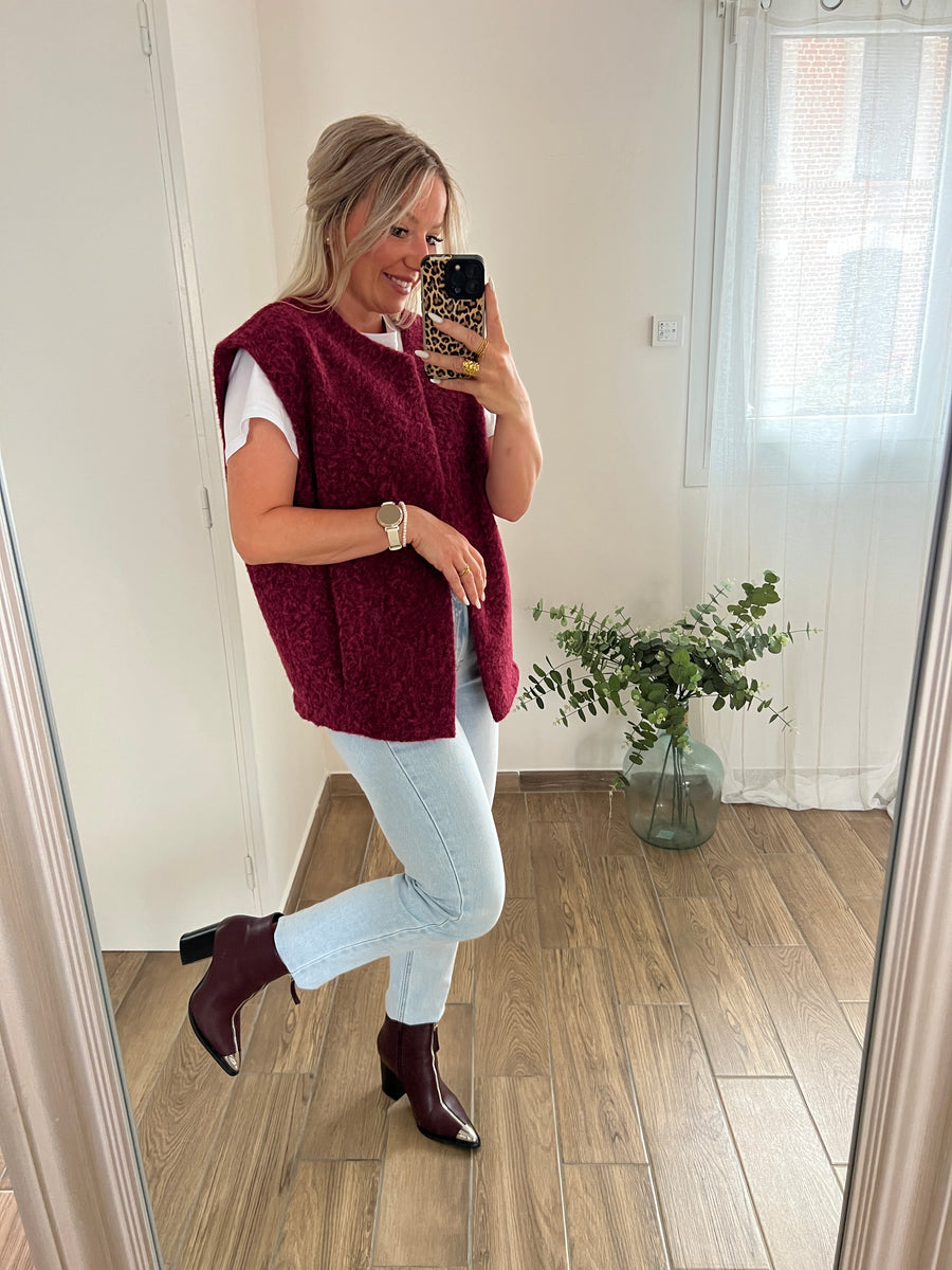 LA VESTE SANS MANCHE BORDEAUX