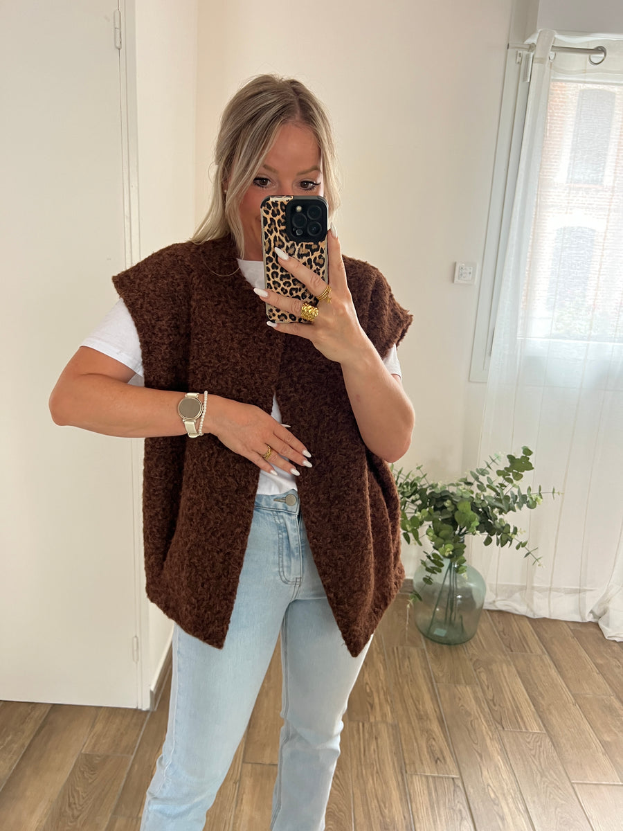 LA VESTE SANS MANCHE  MARRON FONCÉ