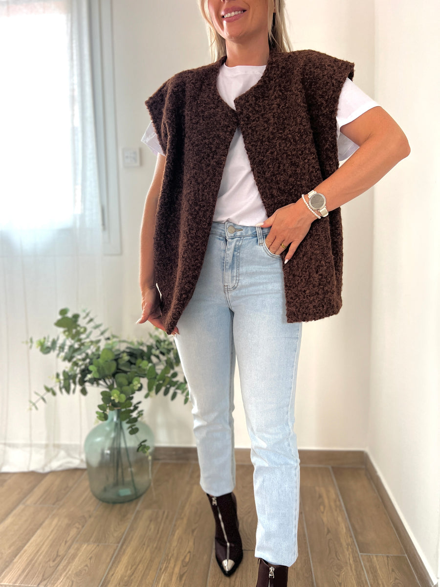 LA VESTE SANS MANCHE  MARRON FONCÉ