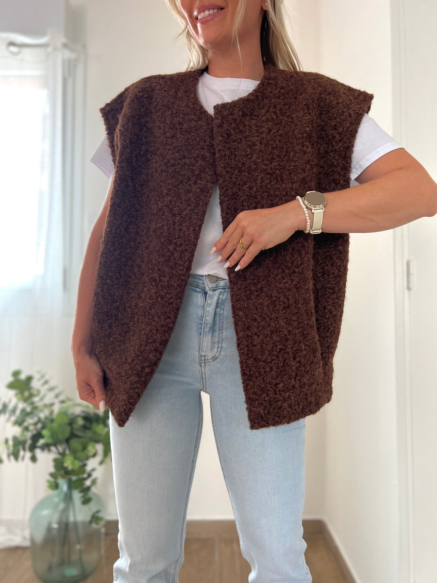 LA VESTE SANS MANCHE  MARRON FONCÉ