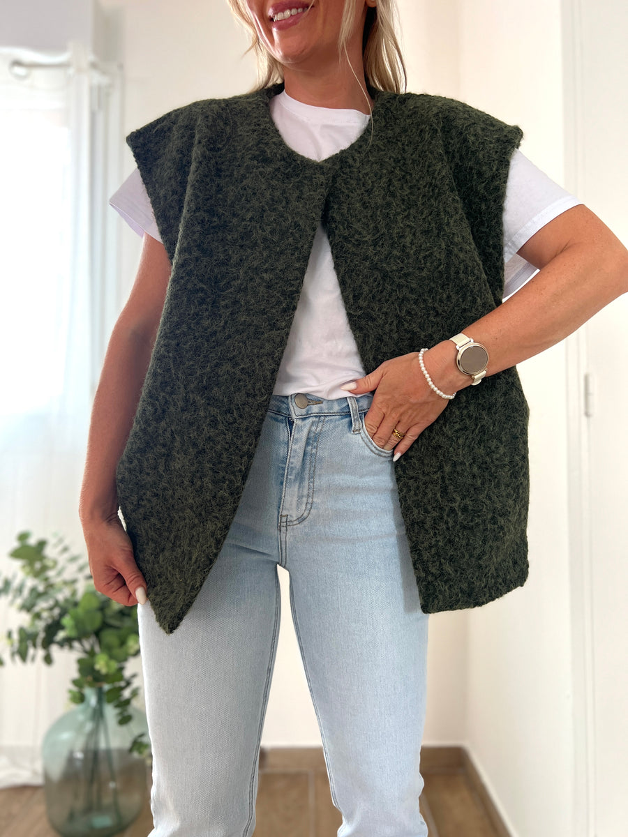 LA VESTE SANS MANCHE KAKI