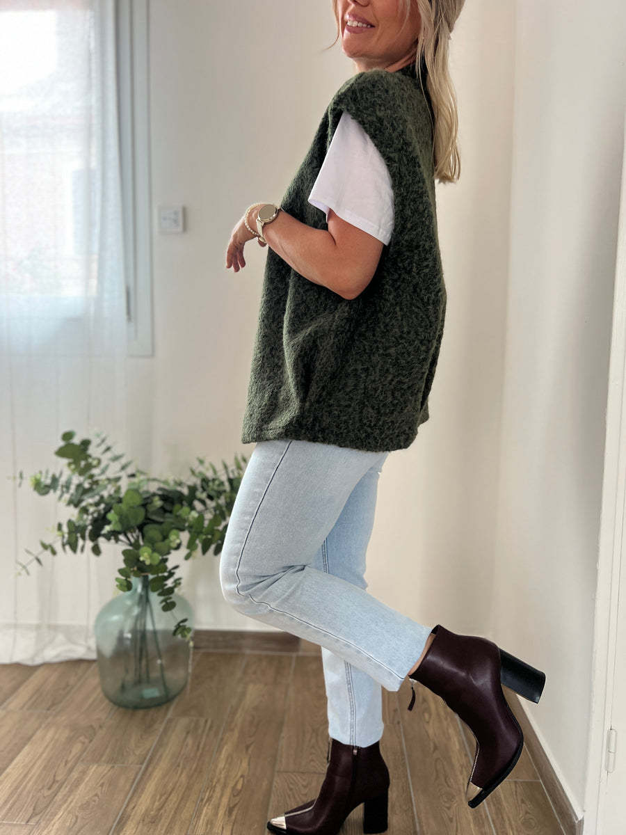 LA VESTE SANS MANCHE KAKI