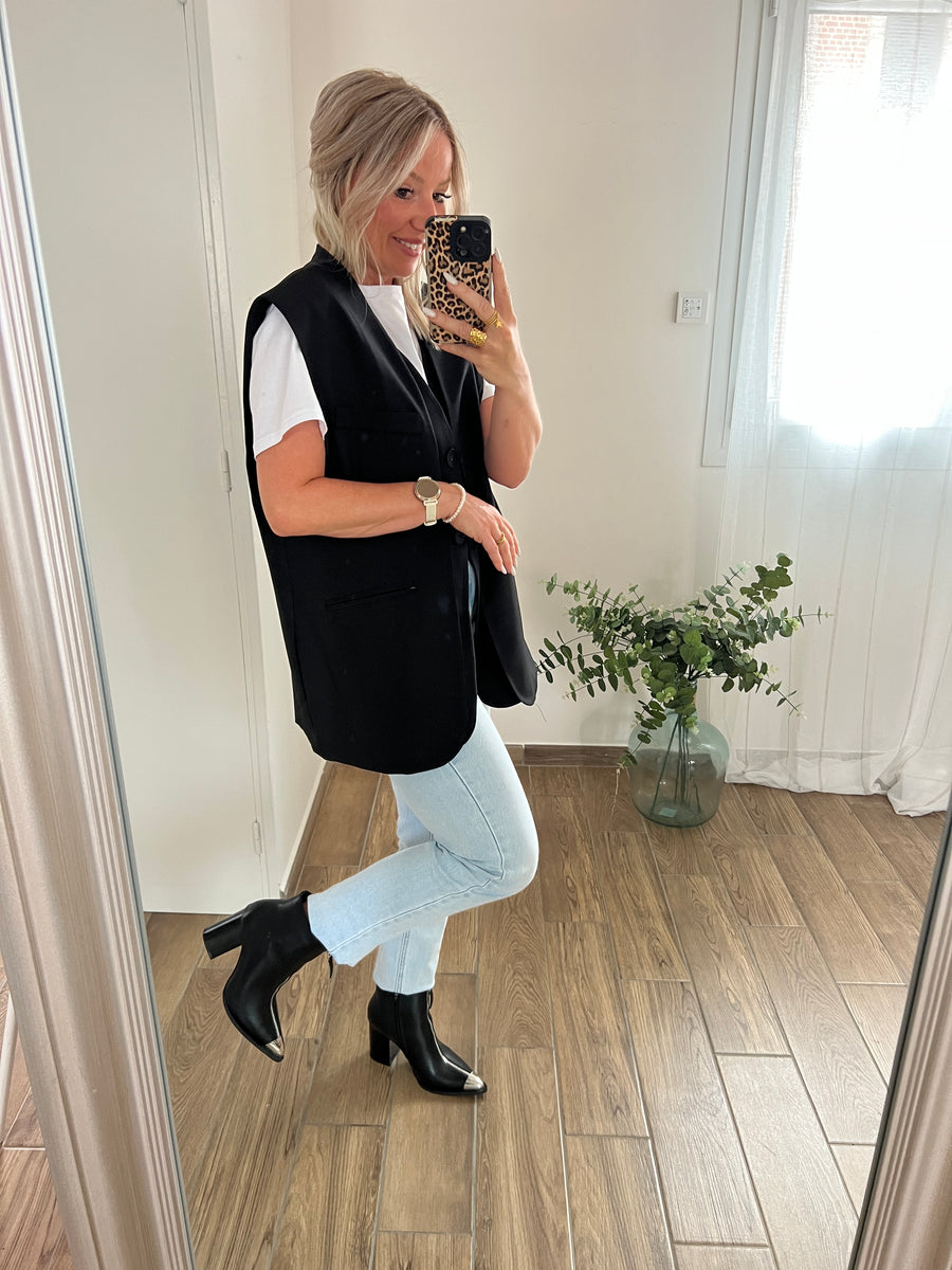 LE BLAZER SANS MANCHE NOIR
