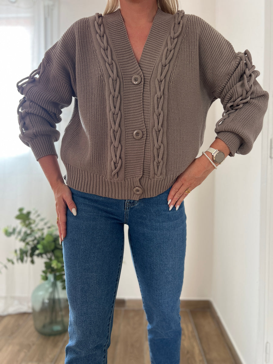 LE GILET TORSADE TAUPE
