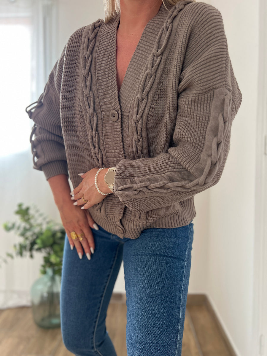LE GILET TORSADE TAUPE
