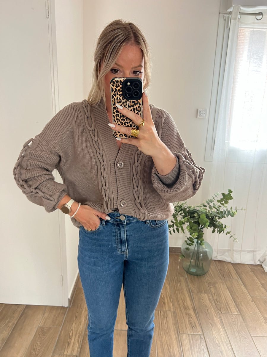 LE GILET TORSADE TAUPE